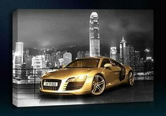 Audi R8 Gold City Background Colour Grey Size X Panel