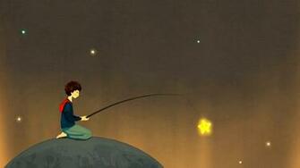 Children Fantasy Art Sci Fi Planets Stars Fishing Cute Wallpaper