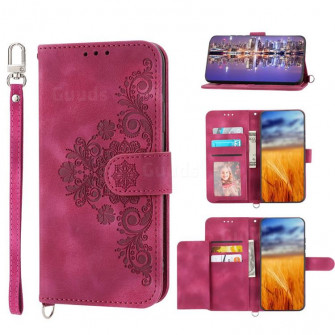 Skin Feel Embossed Lace Flower Multiple Card Slots Leather Wallet