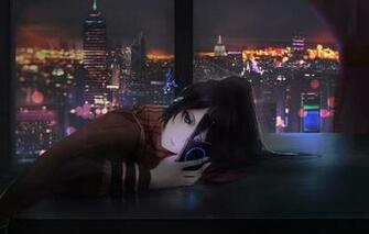 Wallpaper Girl City Art Music Night Room Window Shigure