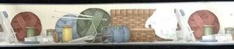 Blue Trim Sewing Theme Wallpaper Border Borders