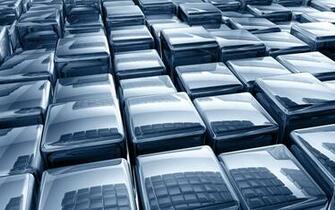 Silver Blue Cubes Wallpaper