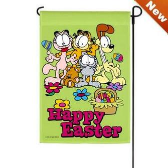 Easter Garfield Happy Garden Flag