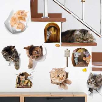 Amazon 8pcs Large 3d Cat And Mouse Wall Decals Cute
