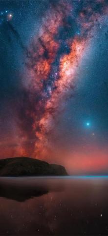 Milky Way Rises At A Remote Bay Near Christchurch Milkyway