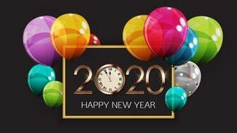 Happy New Year Balloons Clock 4k Wallpaper Baltana
