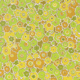 1970s Retro Vintage Wallpaper Brown Yellow Green Flowers Rosie S