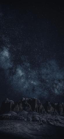 Black Rock Formation During Night Time iPhone Wallpaper