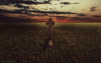 Wallpaper Field Grass Cross Celtic Desktop
