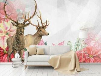 Custom Photo Wallpaper Beautiful Deer Flower Wall Murals For