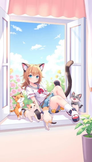 Cat Girl Phone Wallpaper