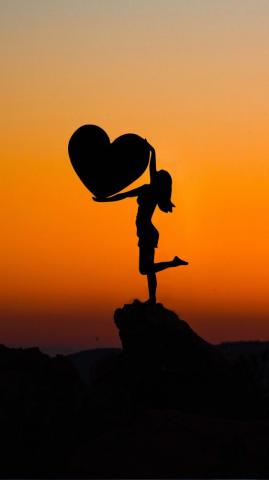 Girl Love Heart Sunset 4k Ultra HD Mobile Wallpaper