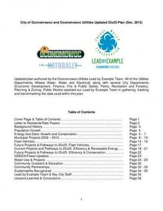 City Of Oconomowoc Utilities Updated Plan