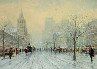 Boulevard Wallpaper Thomas Kinkade Painting Blue Avenue