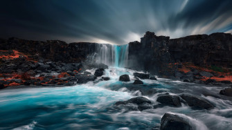 Waterfall Rocks 4k Laptop Full HD 1080p Wallpaper