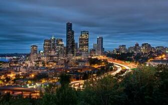 Seattle Washington Night Wallpaper HD Desktop