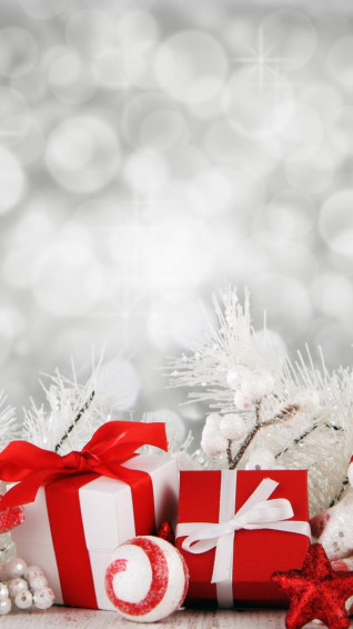 Wallpaper Christmas New Year Gist Box Star Decorations White