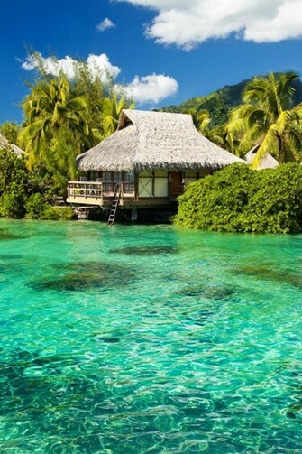Tiki Huts Wallpaper Beach