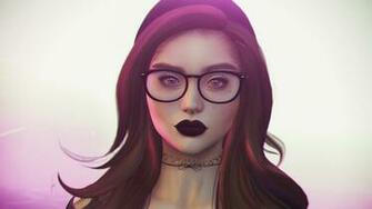 Wallpaper Girl Piercing Glasses Face Art