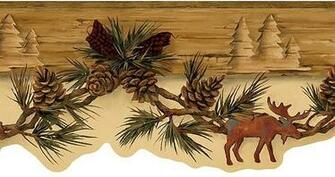 Moose Bear Swag Red Bow Wallpaper Border