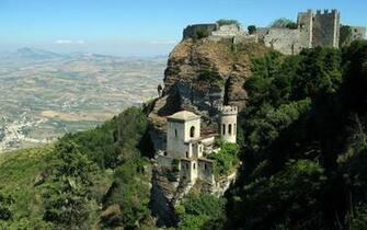 Kasteel Itali Erice Sicili Reizen Wallpaper