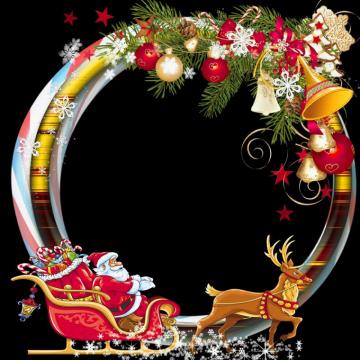 Round Transparent Png Christmas Photo Frame With Santa Sleng
