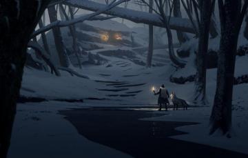 Wallpaper Light Fantasy Trees Night Winter Snow Man Animal
