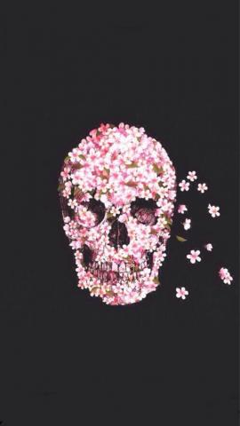 Background Cute Flowers Halloween iPhone Pink Skull