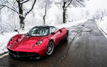 Wallpaper Px Pagani Huayra Red Cars Road Snow