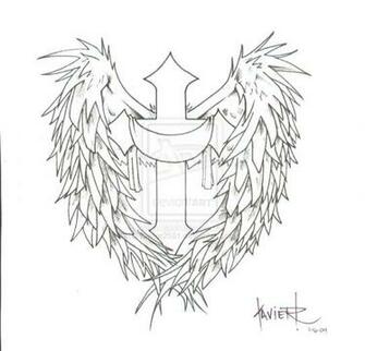 Cross Wings Tattoo By Xavier2501