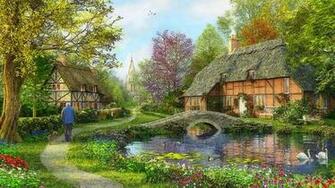 Houses English Cottage Flowers Gardens Lakes Attractions