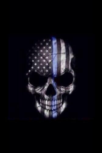 Blue Line Skull Wallpaper