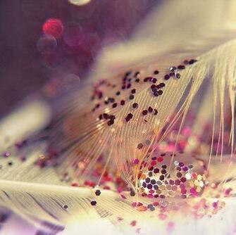 Cute Feather Girly Glitter Photography Shiny Wallpaper In