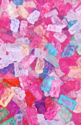 Pastel Gummy Bears Pink Wallpaper iPhone Cute
