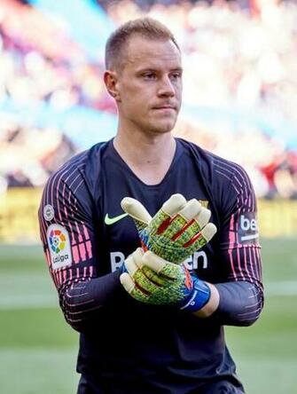 Ter Stegen Of Fc Barcelona Puts On His Gloves Before The La Liga