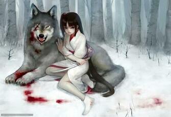 Wallpaper Wolf Girl Wound Blood Desktop In