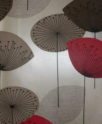 Wallpaper Silvery With Dandelion Clocks In Browns And Red