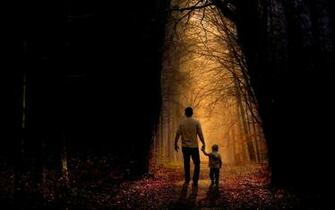 Wallpaper Father Son Family Child Forest