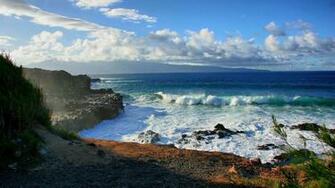 Full HD Wallpaper Barbados Island Wave Foam Beach Rock Desktop