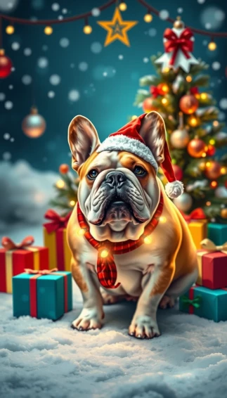 Christmas Bulldog Wallpaper