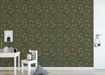 Orange Grove Forest Green Floral Wallpaper Mitchell Black