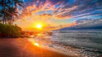 Sunset At Hawaii Beach Wallpaper HD With Quotes