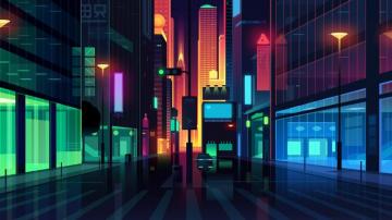 Minimalist Night City R Wallpaper