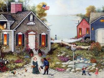 American Folk Art Linda Nelson Stocks Painting Americana