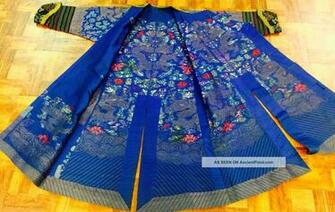 Wonderful Antique Chinese Imperial Ming Dynasty Silk Blue Dragon Robe