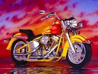 Wallpaper Red Harley Davidson Softail