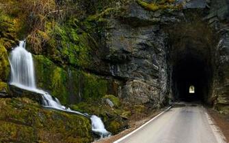 Beautiful Entrance To A Tunnel Nature Waterfall Photo
