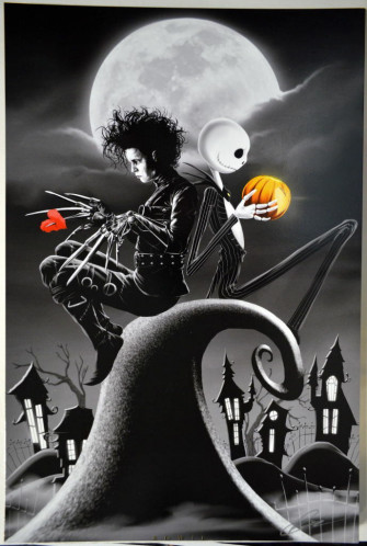 Edward Scissorhands Jack Skellington Print Hand Signed Artist