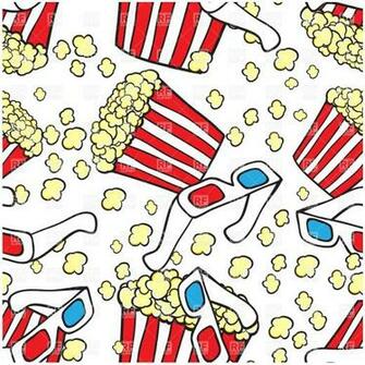 Cinema Seamless Background With Scattered Popcorn And 3d Glasses