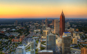 Atlanta With Orange Sky Wallpaper